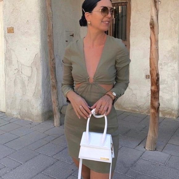 Zara * Cut Out Linen Blend Mini Dress Size S - Picture 9 of 16